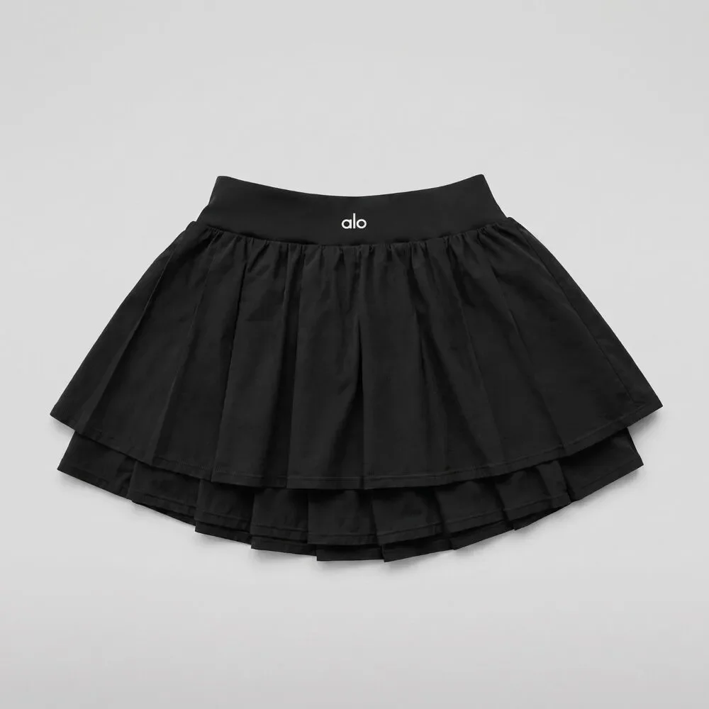 Alo Double or Nothing Tennis Skirt Black